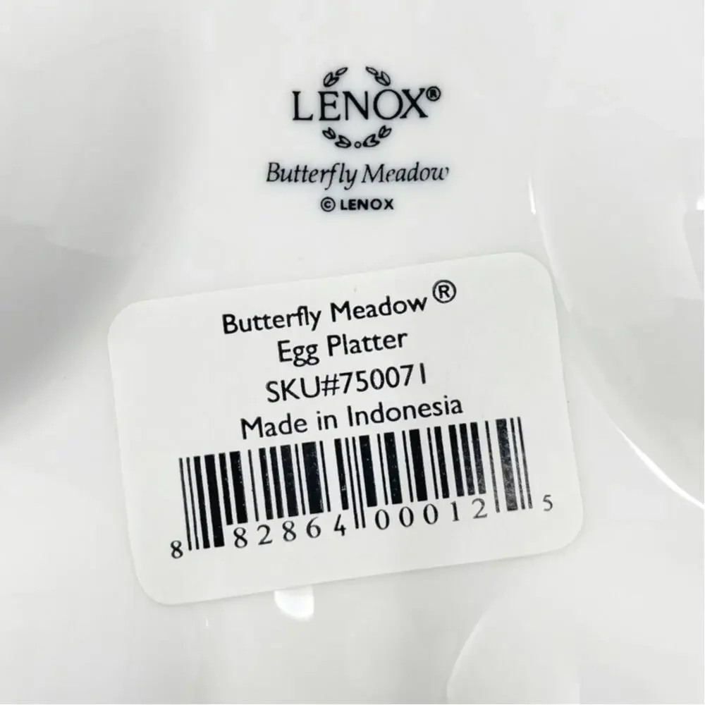 Lenox Butterfly Meadow Ceramic White Floral 12 Deviled Egg Platter 12.25 Inch